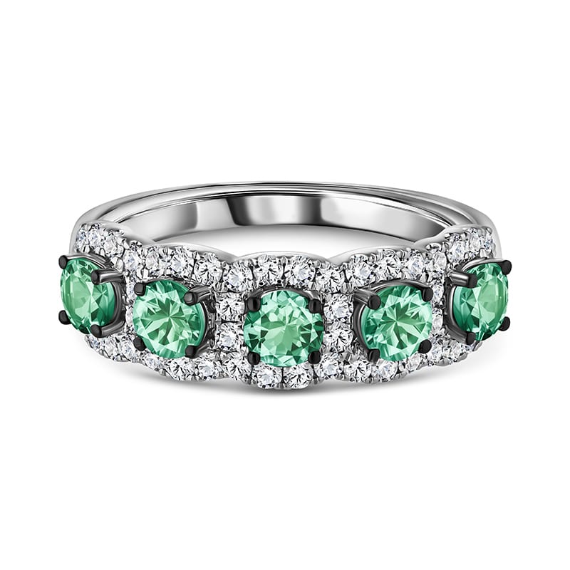 14K White Gold Alexandrite & Diamond Ring